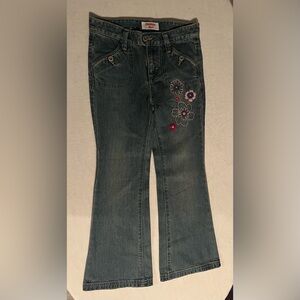 OshKosh B'gosh Kids' Blue Jeans with Pink Floral Embroidery